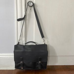 Black Leather Coach Messenger / Computer Bag